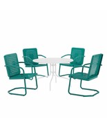 Crosley Furniture Bates 5 Piece Metal Outdoor Dining Set in Turquoise Gloss - £581.89 GBP