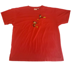 Rare VTG Chip &amp; Dale Disney Shirt Patch Over Pocket Red  Sz L/XL 1995 - £16.81 GBP