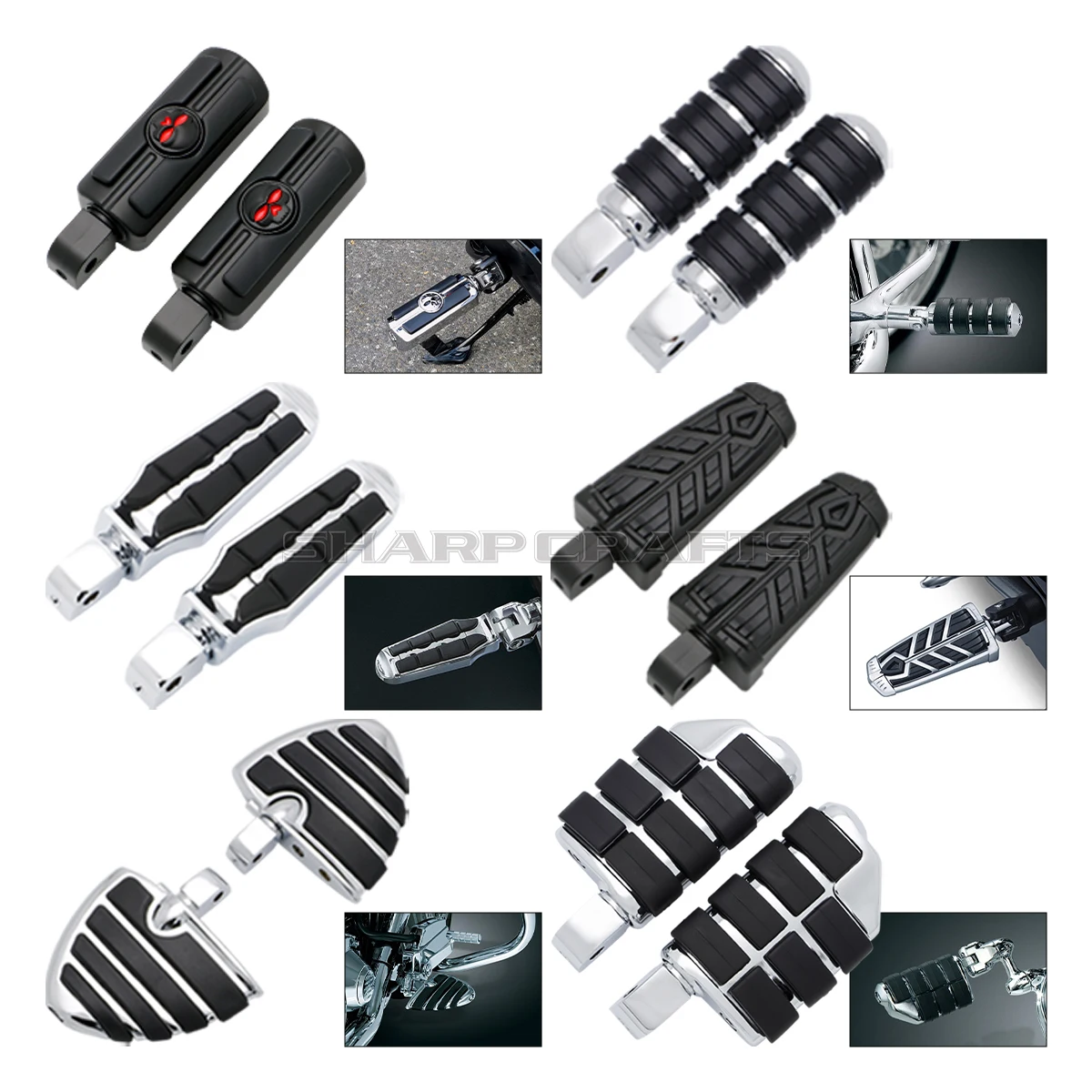 Motorcycle Front &amp; Rear Footrests Foot Pegs Pedals Footboards For Honda ... - $48.38+