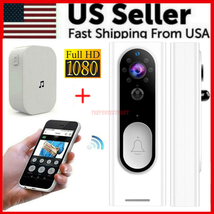 Wifi Ring Doorbell 1080P HD Security Camera Wireless Door Bell Camera with Chime - £52.13 GBP