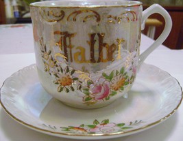 Large Luster Ware Father Cup and Saucer Set - £14.15 GBP