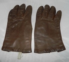 VTG Brown Leather Rayon Lined Tailored Gloves Size 6.5 Italian - $19.60