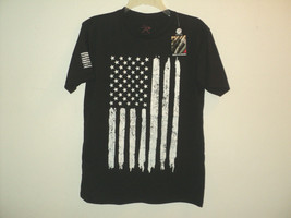 New Rothco Distressed USA Flag T-Shirt Size S Black Athletic Fit #2901 - £15.88 GBP