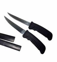 Surgical Stainless Steel Serrated Blades (lot of 2) Steak Knives Black Plastic - £10.43 GBP