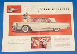 1958 Ford Thunderbird 2 Page PRINT AD 300 h.p. 352 Special V-8 Engine BX2 - $317.21 MXN