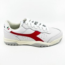 Diadora Maverick H.O.C. White Red Italy Mens Full Grain Leather Sneakers - £47.92 GBP