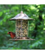 Copper Bird Feeder with Plastic Seed Reservoir Tube and Circular Perch - $161.01 CAD