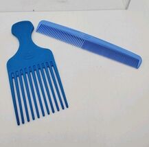 Lot Vintage Goody Hair Pick Plastic Blue Crocodile Textured 6.5&quot; Comb 7&quot;... - $10.99
