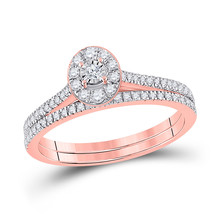 10kt Rose Gold Round Diamond Oval Bridal Wedding Ring Band Set 1/3 Ctw - $549.60