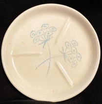 Floral Divided Butter Plate Ceramic Off-White Pale Blue Flowers Vntg PET... - £4.95 GBP