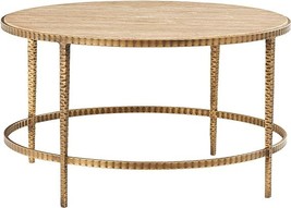 Deco 79 Marble Living Room Coffee Table Table with Gold Metal Legs, Cent... - $607.99
