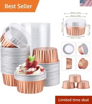 Oven Safe Rose Gold Muffin Liners - 100 Disposable Baking Cups with Lids - $40.50
