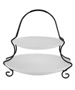 Gibson Elite Splendid Grace 2 Tiered Serving Set with Metal Rack in  White - $42.95