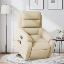 Relax and Rejuvenate with the Stand up Massage Recliner Chair in Cream Fabric - £349.90 GBP