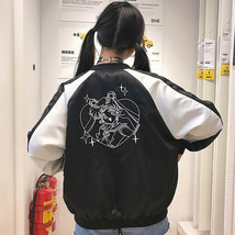 Kawaii Clothing Ropa Harajuku Sailor Moon Jacket Sukajan Anime Japanese Black - £31.96 GBP