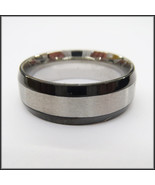 Stainless Steel Stamped Ring 8mm, Black Edge - $25.28 CAD