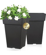 Dark Gray 20&quot; Kubvici Tall Planter Pots For Outdoor Indoor Plants, Set Of 2 - £92.98 GBP