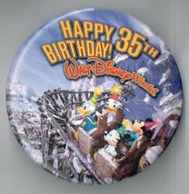 Happy 35th Birthday Walt Disney World Pin back button Pinback - £19.00 GBP