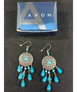 Avon Womens Blue Tigers Eye Accented Chandelier Earrings SKU 6439 - $17.53