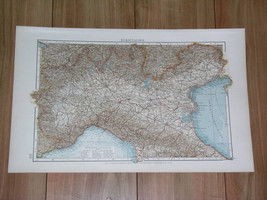 1904 Antique Map Of Northern Italy Turin Milan Lombardy Tirol Tyrol Austria - £15.32 GBP