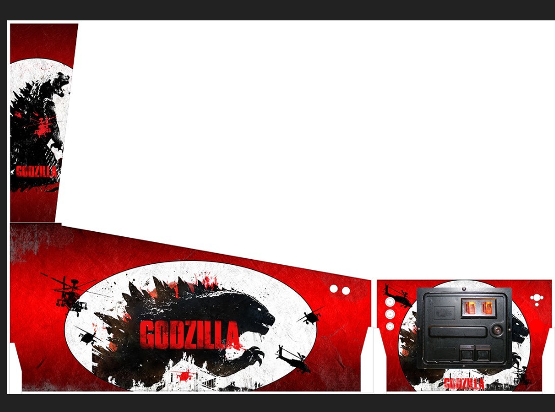 Primary image for Godzilla Atgames Legends Pinball  Design Decal Virtual Pinball graphics Artwork 