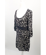 White House Black Market Sweater Dress Black White Geometric 3/4 Sleeve ... - $47.31 CAD