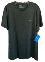 Columbia Men&#39;s Shirt Striped Outdoors Hiking Short Sleeve Size L Dark Green - £15.63 GBP