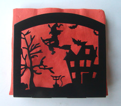 Halloween Metal Napkin Holder Haunted House Witch Black Cat - £27.53 GBP