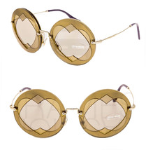 MIU MIU 01S Overlapping Game Hazelnut Beige Mirror Round Heart Sunglasses Mu01SS - £187.55 GBP