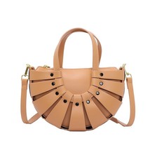 Fashion Circular Leather Hollow Weaving Purses and Handbags  Designer Shoulder C - £42.55 GBP