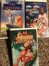 Lot of 3 movies Disney Tarzan, The Lion King, Space Jam / VHS Videos AA - £4.46 GBP