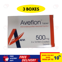 3 X Aveflon 500mg 30&#39;s Treatment of Hemorrhoids @ Piles FREE SHIP - £37.20 GBP