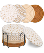 Drink Coasters Set of 8, 4 Colors Absorbent Coasters for Drinks, Minimal... - $13.11