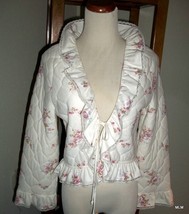 Vintage Precious MISS ELAINE Quilted Floral &amp; Lace Bed Jacket - $55.38