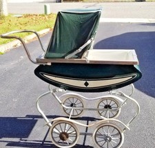 Vintage Antique Toy Baby Doll Rocking Buggy Stroller Carriage, Pram Viny... - $99.99