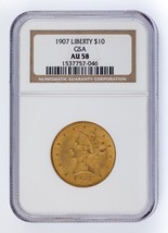 1907 G$10 Gold Liberty Head Graded by NGC as AU-58! Released by GSA! - $3,564.00