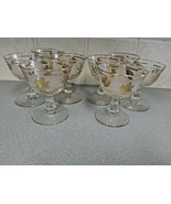 8 Libbey Vintage Stemware Glass Sherbet Dessert Champagne Foliage Gold L... - £23.12 GBP