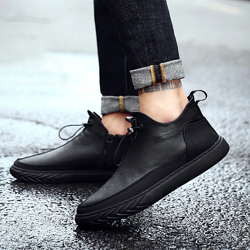 High Quality Leather Shoes Men  Footwear Non-slip Thick Sole Fashion Men&#39;s Casua - £155.91 GBP