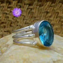 Blue Topaz Gemstone 925 Sterling Silver Ring Handmade Jewelry All Size - £7.34 GBP