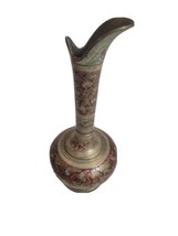 Vintage Solid Brass Indian Made Etched Antique Pot Pitcher Vase Decor - £23.03 GBP