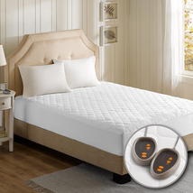 Luxury Heated Mattress Pad Quilted Electric Bed Warmer Warming Cover Deep Pocket - £63.95 GBP+