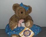 Vermont Teddy Bear Company Plush Brown Fully Jointed Blue Floral Dress 1... - $34.64