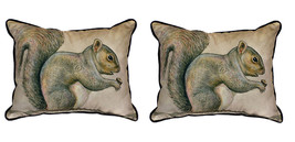 Pair of Betsy Drake Squirrel Large Pillows 15 Inch x 22 Inch - £71.05 GBP