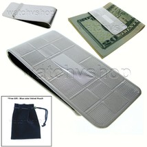 Money Clip Silver Plated Strips Pattern Design for Men Cash Money Holder M25 - £11.98 GBP