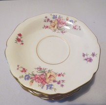 9 H&amp;C Selb Bavaria Germany Bone Color Romance pattern Gold Rim Floral Saucers - £15.80 GBP