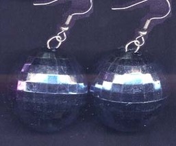 Disco Ball EARRINGS-Fun Retro Dj Costume Funky Jewelry-HUGE-BLUE - £4.69 GBP