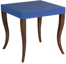 Side Table Woodbridge Tobi Fairley Blue Lacquer Hardwood Square Cabriole Legs - £1,146.12 GBP