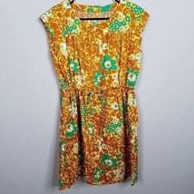Handmade Sleeveless Dress Vintage 70s Draw String Waist Boho Hippie Button Front - £39.43 GBP