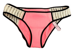 New Victoria&#39;s Secret Nectar Orange Macrame High Back Swim Bikini Bottom Sz S - £15.97 GBP