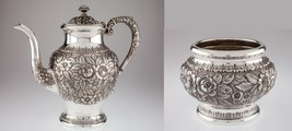 S Kirk &amp; Son Hand Chased Repousse Coffee Pot and Waste Bowl 474 Gorgeous - £1,976.39 GBP